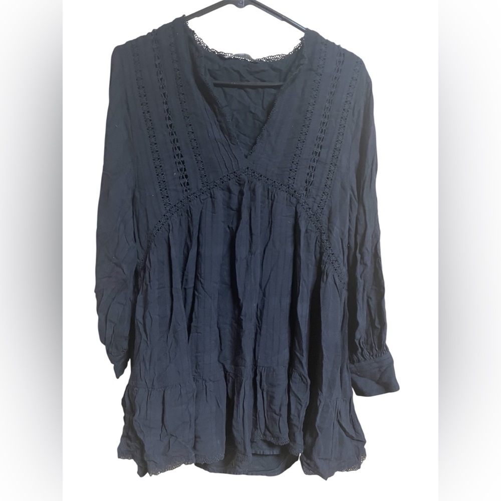 2/$20 Zara Black Tunic Long Sleeve Mini Dress Size Small